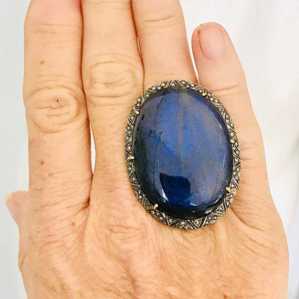 Labradorite Diamond Statement Ring - image 1